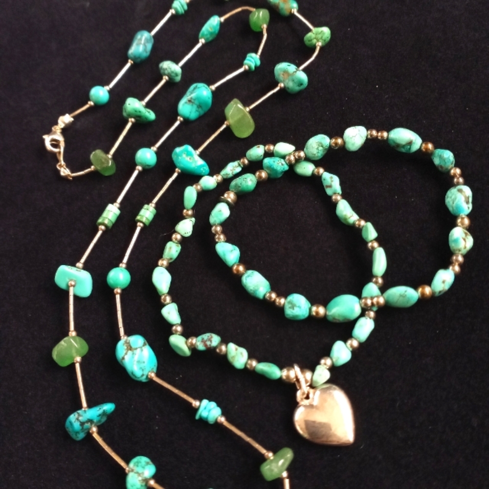 Vintage Shubes 925 Silver & Turquoise Necklace & Bracelets